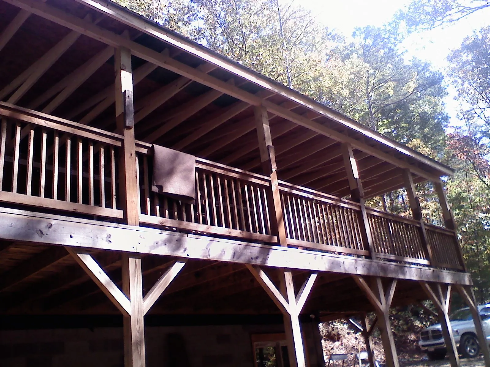 Timber framing under a new elevated porch and deck — Roof Leak Repair in Fairburn by Roofing Brothers